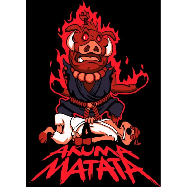 Vector de Pumba caracterizado de Akuma para estampar en playeras, sudaderas y artículos personalizables