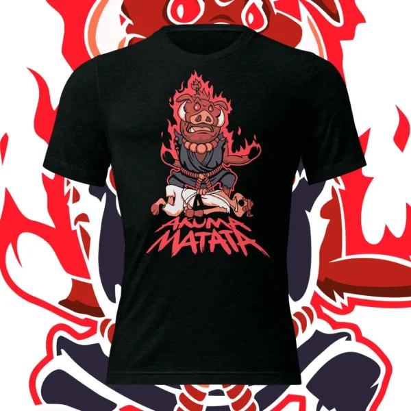 Vector de Pumba caracterizado de Akuma para estampar en playeras, sudaderas y artículos personalizables