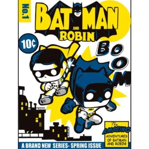 Vector de Batman y Robin en estilo cómic para estampar playeras, sudaderas o artículos personalizables.