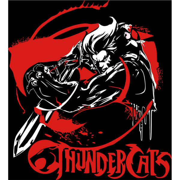 Leon-O, líder de los ThunderCats, empuñando la Espada del Augurio. Vector listo para descargar y sublimar en playeras, sudaderas y otros productos.