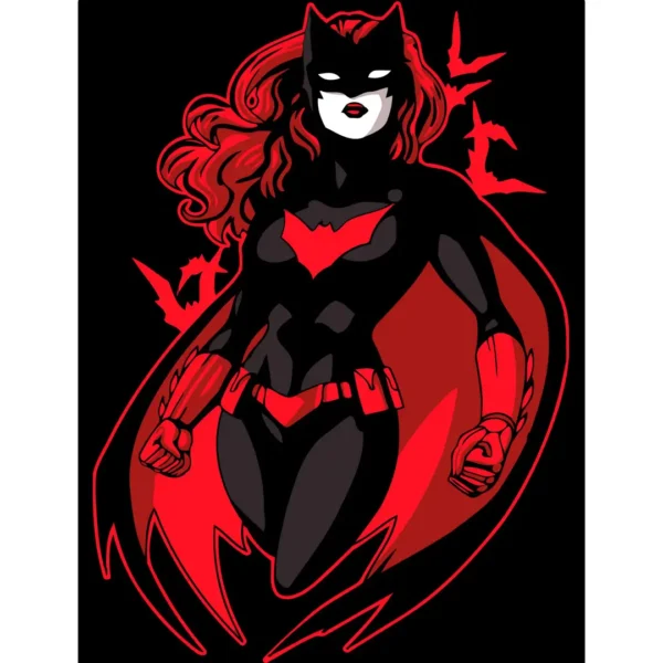 Vector de Batwoman listo para descargar y estampar en playeras y sudaderas, ideal para negocios de personalización de moda