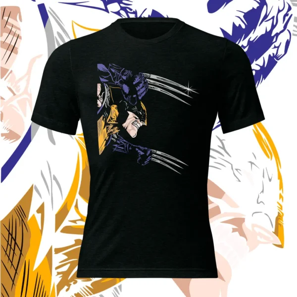 Vector exclusivo de Wolverine atacando con garras y sentido arácnido para personalización de playeras y sudaderas