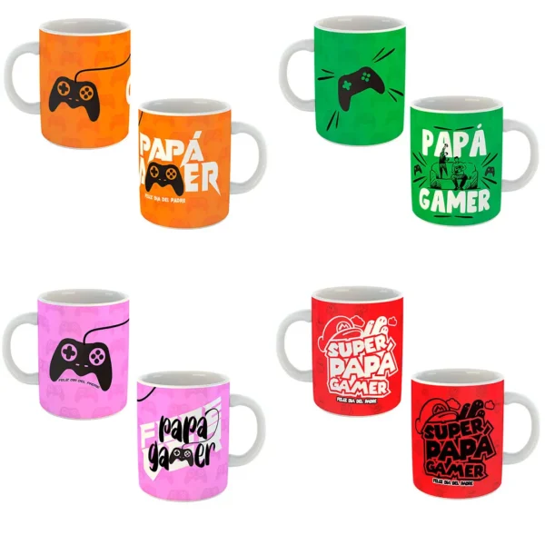 Pack de 15 Plantillas para Sublimar Tazas del Día del Padre con Tema Gamer