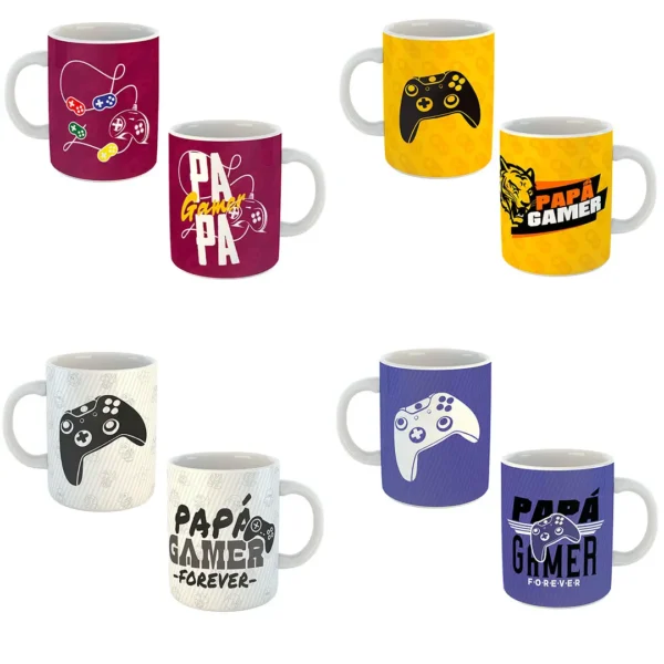 Pack de 15 Plantillas para Sublimar Tazas del Día del Padre con Tema Gamer