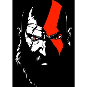 Kratos, el guerrero espartano de God of War, en un diseño vectorial impactante.