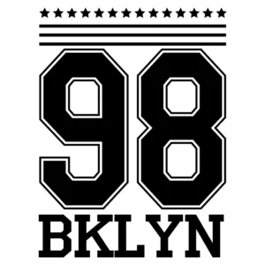 Diseño del código postal 98 de Brooklyn en formato vectorial (.ai) y de imagen (.png), ideal para estampar en playeras, sudaderas, gorras, bolsos y cualquier otro artículo personalizable. Perfecto para emprendedores y dueños de negocios de personalización.