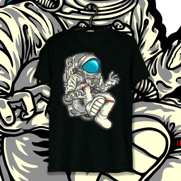 Diseño vectorial de astronauta flotando en el espacio, ideal para estampado en ropa y artículos personalizados