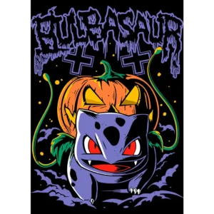 "Ilustración del diseño exclusivo de Bulbasaur Halloween disponible para descargar en formatos .ai y .png en www.subliwork.net"