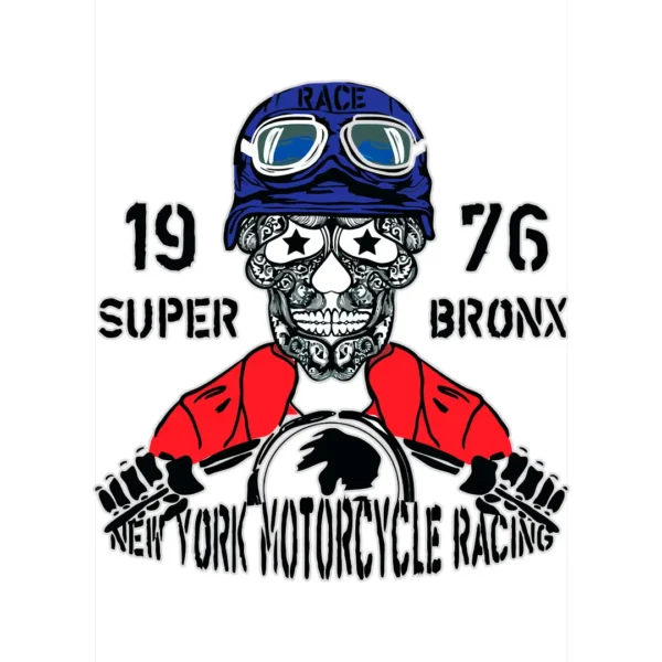 Vector de calavera motociclista para estampar playeras