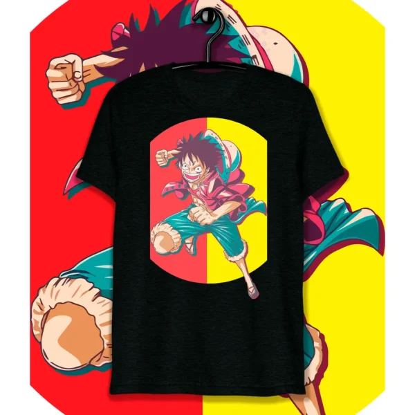 Vector de Luffy de One Piece corriendo, en formatos .ai y .png para estampar en playeras, sudaderas y artículos personalizables.