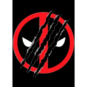 Logotipo de Deadpool con marcas de garras de Wolverine, diseño vectorial para estampar en camisetas y sudaderas.