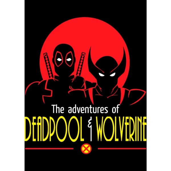 Diseño vectorial de Deadpool y Wolverine para estampado en ropa y artículos personalizables