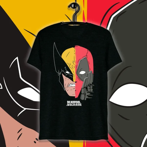 Deadpool y Wolverine fusionados en un diseño vectorial exclusivo para estampar camisetas y sudaderas