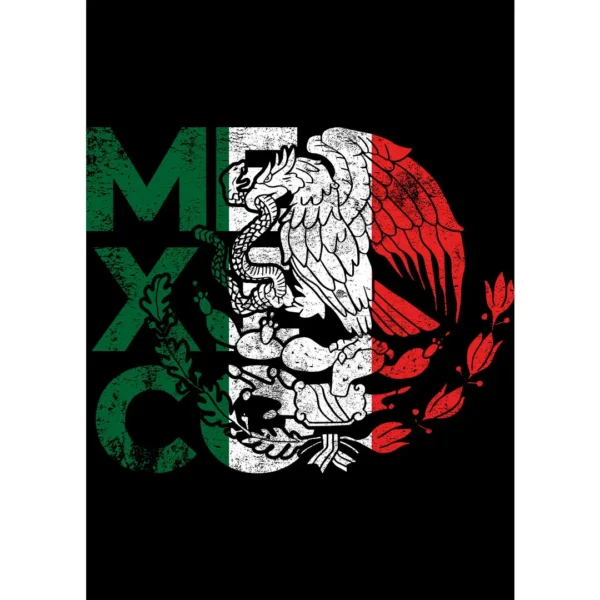 Vector del Escudo de México con estilo vintage, ideal para estampar en playeras, sudaderas y artículos personalizables durante las Fiestas Patrias.