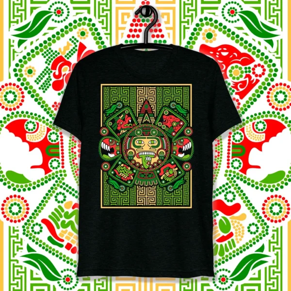 Vector de Calendario Azteca en colores vibrantes para estampar playeras y sudaderas, diseño ideal para Fiestas Patrias Mexicanas.