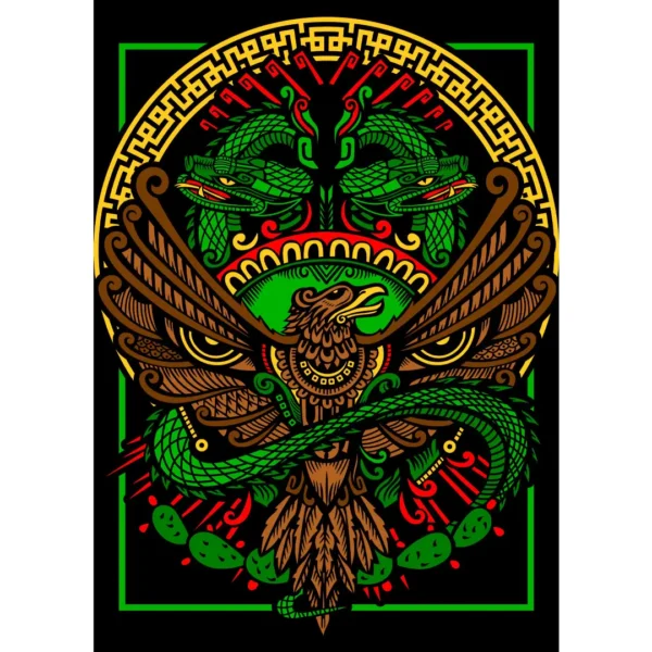 Vector del Escudo Azteca para estampado en playeras, sudaderas y productos personalizados, disponible en formatos .ai y .png.