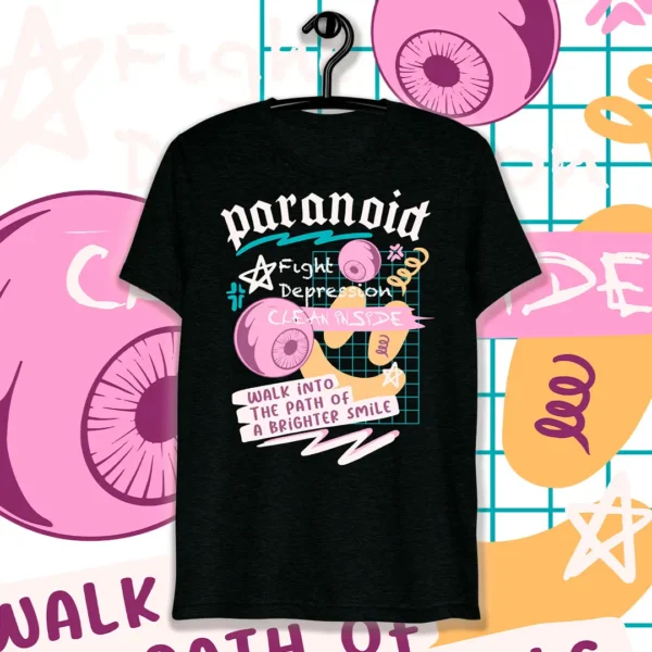 Vector de diseño 'Paranoid' para estampar playeras y sudaderas estilo streetwear, disponible en formatos .ai y .png.