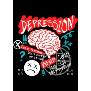 Depression Design - Diseño vectorial estilo streetwear en formatos .ai y .png para estampar en playeras y sudaderas de moda urbana.