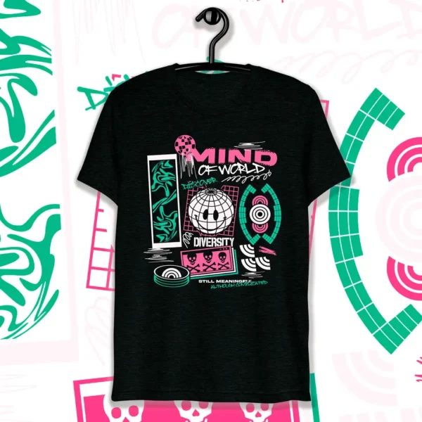 Vector streetwear ‘Mind of World’ – Diseño para estampar en playeras y sudaderas, disponible en formatos .ai y .png.