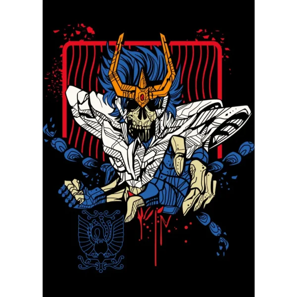 Vector de Ikki el Fénix en versión calavera para Halloween, diseño exclusivo para estampar en playeras, sudaderas y productos personalizables.