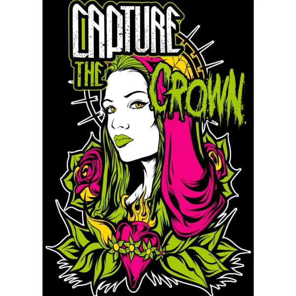 Vector exclusivo de Halloween 'Capture the Crown' para estampar en playeras, sudaderas y artículos personalizables.