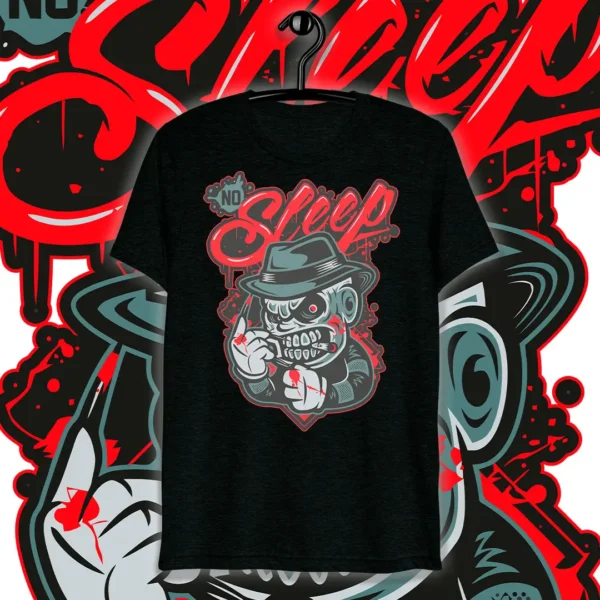 Vector de Halloween 'No Sleep' para estampar en playeras y sudaderas, diseño exclusivo en formato .ai y .png con fondo transparente.