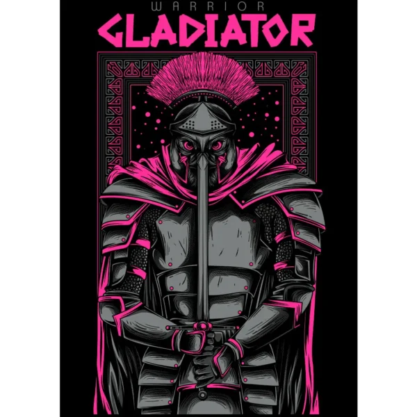 Vector de Guerrero Gladiador para estampados en playeras y sudaderas, disponible en Subliwork.net en formatos .ai y .png con mockups incluidos, ideal para negocios de personalización