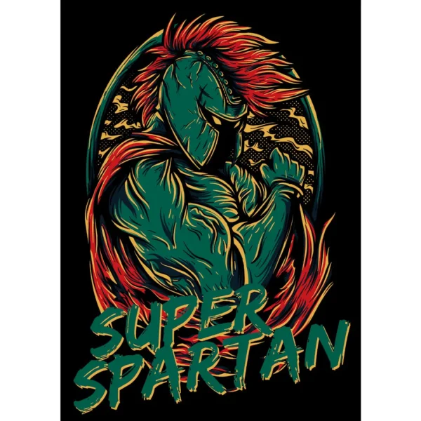 Super Spartan: poderoso diseño de guerrero espartano para estampados y personalización de productos en Subliwork. Vector en formato .ai y .png, ideal para playeras y sudaderas.