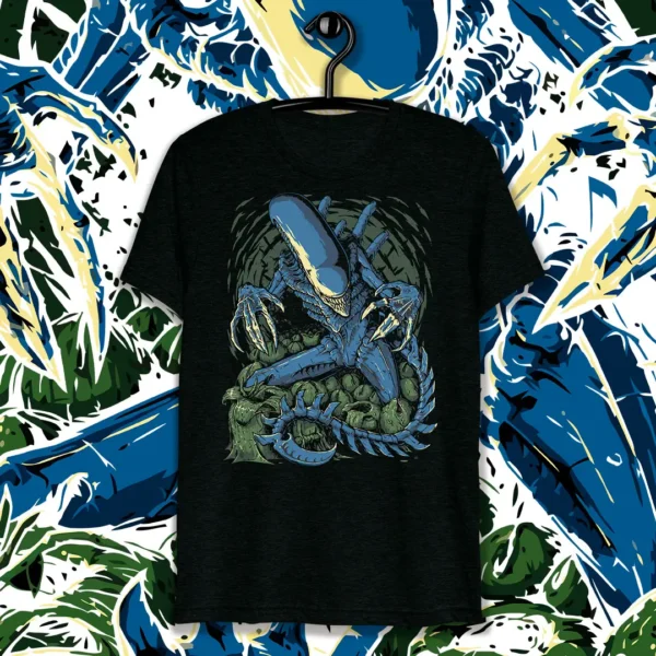 Vector de Alien para estampados en camisetas y productos personalizados en formatos .AI y .PNG, disponible en SubliWork. Ideal para emprendedores de personalización y fans del cine de ciencia ficción.