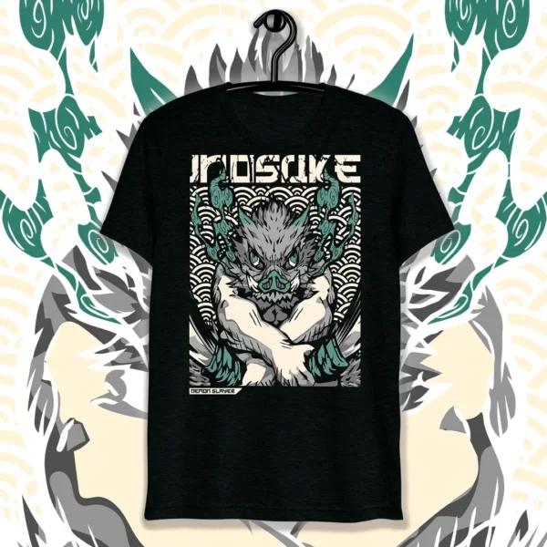 Vector editable de Inosuke Hashibira de Demon Slayer en formatos .ai y .png, ideal para estampados en playeras, sudaderas y productos personalizados.