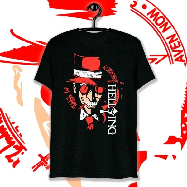 Vector de Hellsing en formato .ai y .png, ideal para estampado en playeras y personalización de productos. Diseño en alta calidad con detalles del personaje de Hellsing, listo para impresión y personalización en diferentes artículos.