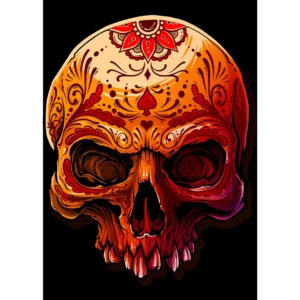 Vector de calavera decorativa en formato .ai y .png, ideal para estampar playeras y sudaderas, disponible en Subliwork.