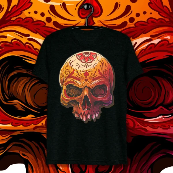 Vector de calavera decorativa en formato .ai y .png, ideal para estampar playeras y sudaderas, disponible en Subliwork.