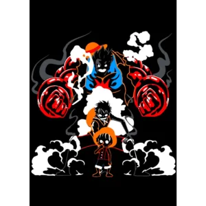 Vector de Luffy Gear Fourth en formatos .ai y .png, ideal para estampados en camisetas, sudaderas y productos personalizados.