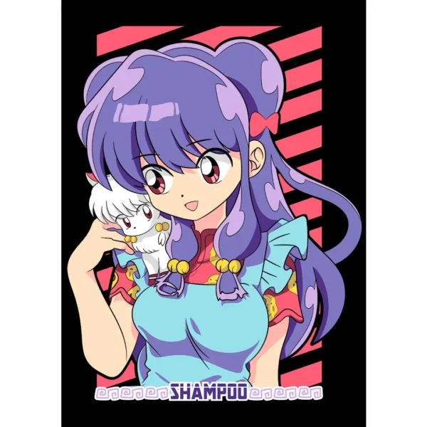 Vector de Shampoo del anime Ranma ½ en formatos .AI y .PNG, ideal para estampar playeras, sudaderas y artículos personalizables. Diseño exclusivo disponible en SubliWork.net.