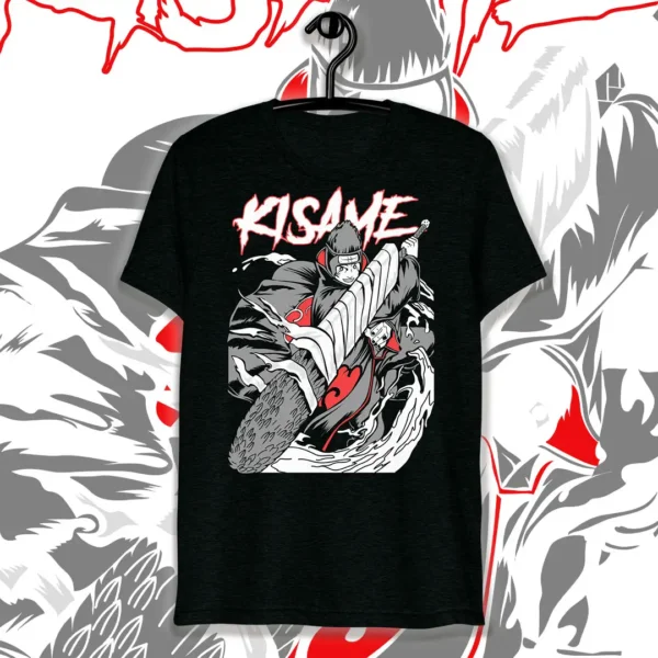 Vector de Kisame del anime Naruto con su espada Samehada, ideal para estampar playeras negras y personalización de artículos.