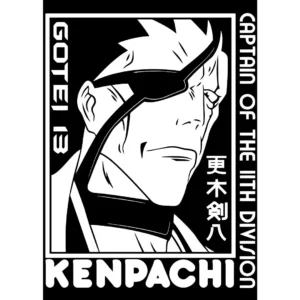 Vector de Zaraki Kenpachi de Bleach para estampar playeras y sudaderas, formatos .ai y .png con mockups.