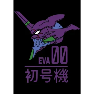 Vector de Eva 00 de Neon Genesis Evangelion en formatos .ai y .png, ideal para estampados en playeras y artículos personalizados, incluye mockups en fondo transparente.