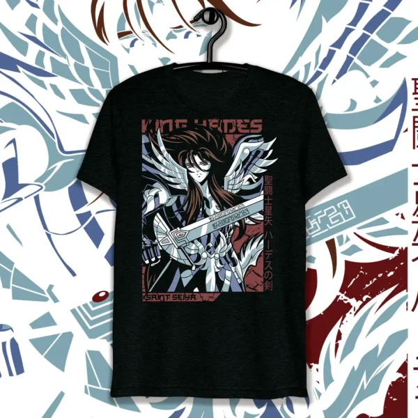 Vector exclusivo de King Hades inspirado en Los Caballeros del Zodiaco, ideal para estampados en playeras y sudaderas. Descárgalo en formatos .ai y .png desde SubliWork.net.