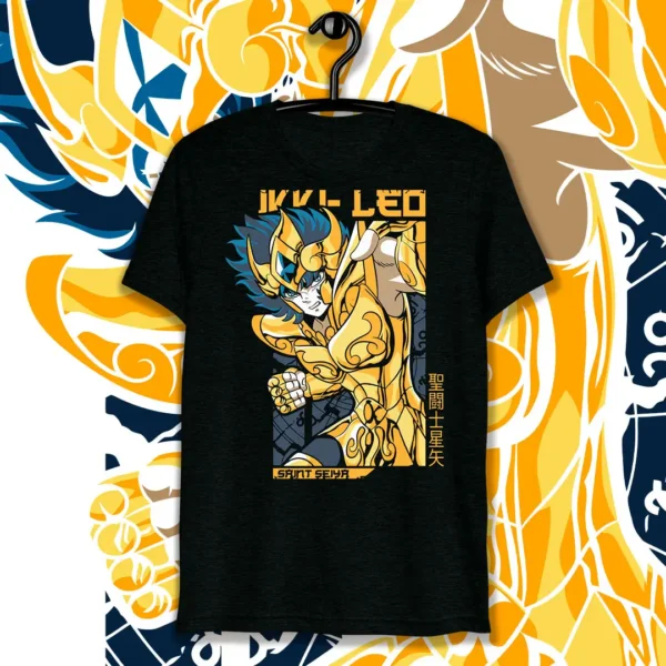 Vector exclusivo de Ikki de Leo de Los Caballeros del Zodiaco en color dorado, ideal para estampados personalizados en playeras, sudaderas y más, disponible en formatos .ai y .png.
