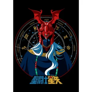 Vector del Gran Patriarca Arles de Los Caballeros del Zodiaco, en formatos .ai y .png, ideal para personalizar playeras, sudaderas y más, con mockups incluidos.