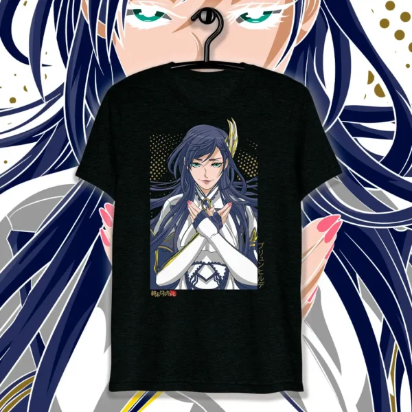 Vector exclusivo de Brunhilde del anime Record of Ragnarok en formatos .ai y .png, perfecto para estampados personalizados en playeras y sudaderas.