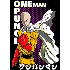 Vector de Saitama de One Punch-Man en formato .ai y .png, ideal para estampados en playeras, sudaderas y artículos personalizables. Diseño de alta calidad con mockups incluidos.