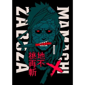 Vector de Zabuza Momochi del anime Naruto, diseño en alta calidad para personalización de playeras y sudaderas, incluye maquetas para uso profesional.