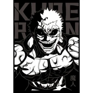 Vector de Kure Raian del anime Kengan Ashura en blanco y negro, ideal para estampar playeras, sudaderas y artículos personalizables.