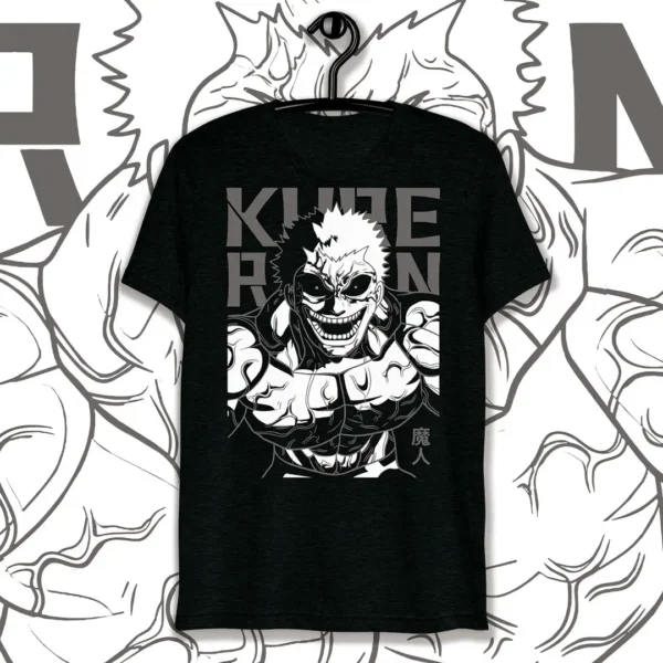 Vector de Kure Raian del anime Kengan Ashura en blanco y negro, ideal para estampar playeras, sudaderas y artículos personalizables.