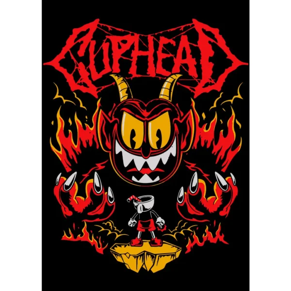 Vector de Cuphead para estampado en playeras y más. Diseño en formatos AI y PNG, listo para impresión en DTF, serigrafía y sublimación. Incluye mockups en alta calidad.