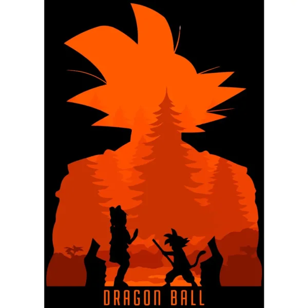 Vector de Goku en silueta – Diseño de Dragon Ball en formatos .AI y .PNG para estampado en playeras y sudaderas. Descarga instantánea en SubliWork.