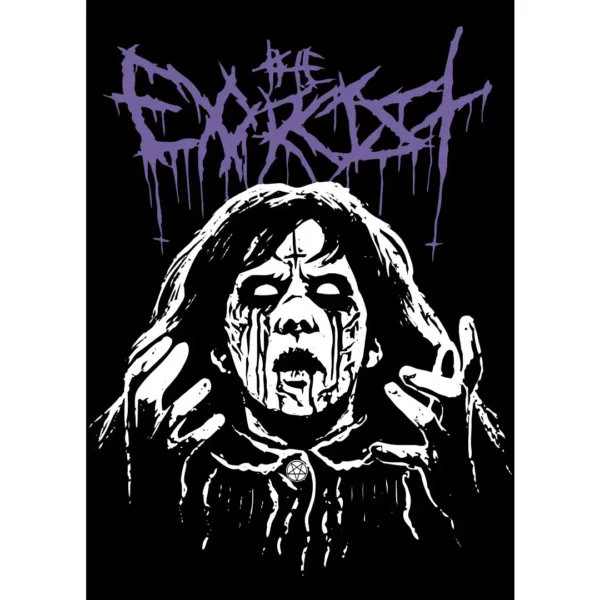 Vector de Emily Rose de El Exorcista en estilo gótico y horror, ideal para estampado en playeras y sudaderas. Formatos .AI y .PNG con fondo transparente.