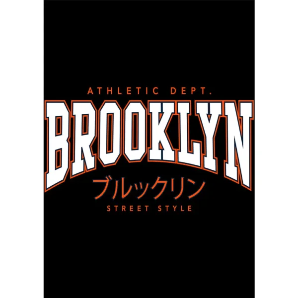Diseño vectorial estilo streetwear “Brooklyn” con letras japonesas para estampados de camisetas y sudaderas